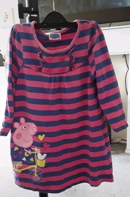 George Pink & Blue Peppa Pig Cotton Dress Age 3 Years - Image 1 of 2