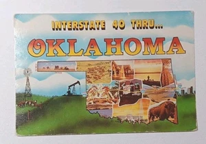 Interstate 40 Througj Oklahoma Map Continental Postcard Unposted - Picture 1 of 3