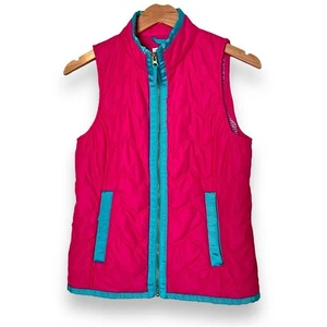 Vineyard Vines Women's Quilted Puffer Vest XS Full Zip Pockets Pink & Blue - Picture 1 of 16