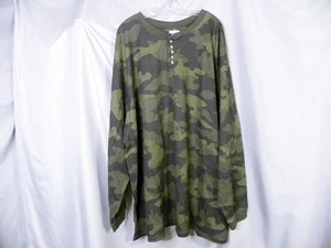 KingSize Men's Big & Tall Tall Waffle-Knit Thermal Henley Camo Tee Tall 5XL - Picture 1 of 6