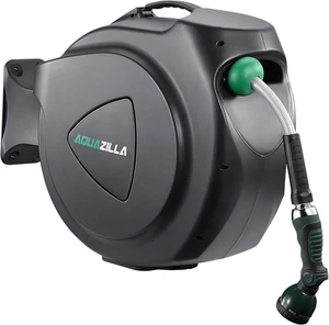 Retractable Garden Hose Reel, 65FT +6FT 5/8" Durable Wall Mounted Water Hose Ree - Picture 1 of 12