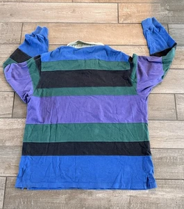 Vintage Polo Ralph Lauren Y2K gestreift Rugby Langarm Herren XL blau lila grün - Bild 1 von 4