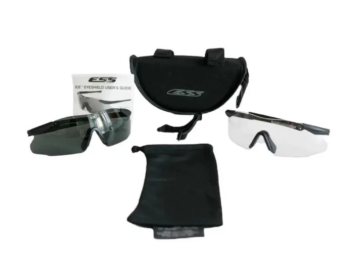 ESS ICE 2X Shooting Glasses Kit, 2 Black Frames, Clear & Smoke Gray Lenses - Image 1 of 1