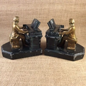 Antique Beethoven Piano Bookends JRVHL 1932 J. RUHL J.B. HIRSCH Pianist Music - Picture 1 of 12