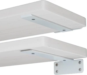 6 Floating Shelf Brackets, Shelf Brackets, White Metal L Brackets for Shelves 6" - Picture 1 of 11