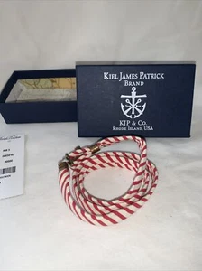 Kiel James Patrick Red/ White Candy Striped Bracelet BRAND NEW Wrap Around S-L - Picture 1 of 8