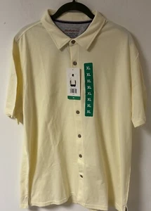 Weatherproof Vintage Button Up Shirt XL Yellow Mens Short Sleeve Athleisure NWT - Picture 1 of 10