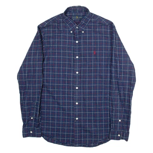 RALPH LAUREN Mens Shirt Blue Check Long Sleeve M - Picture 1 of 6