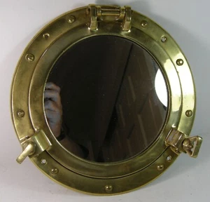 Vintage Brass Porthole Wall Mirror Nautical Cabin Antique Brass Finish Ship Boat - Picture 1 of 5