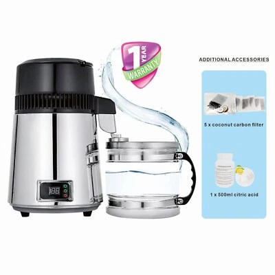 4L 304Distiller Stainless Steel Water Distiller Adjustable Temperature -UK STOCK - Image 1 of 4