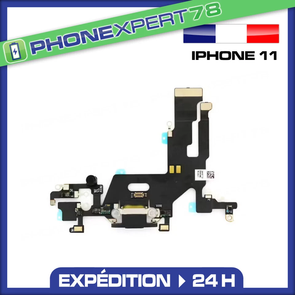 SANS MARQUE NAPPE DOCK CONNECTEUR DE CHARGE + MICRO POUR IPHONE 11 NOIR + KIT OUTILS
