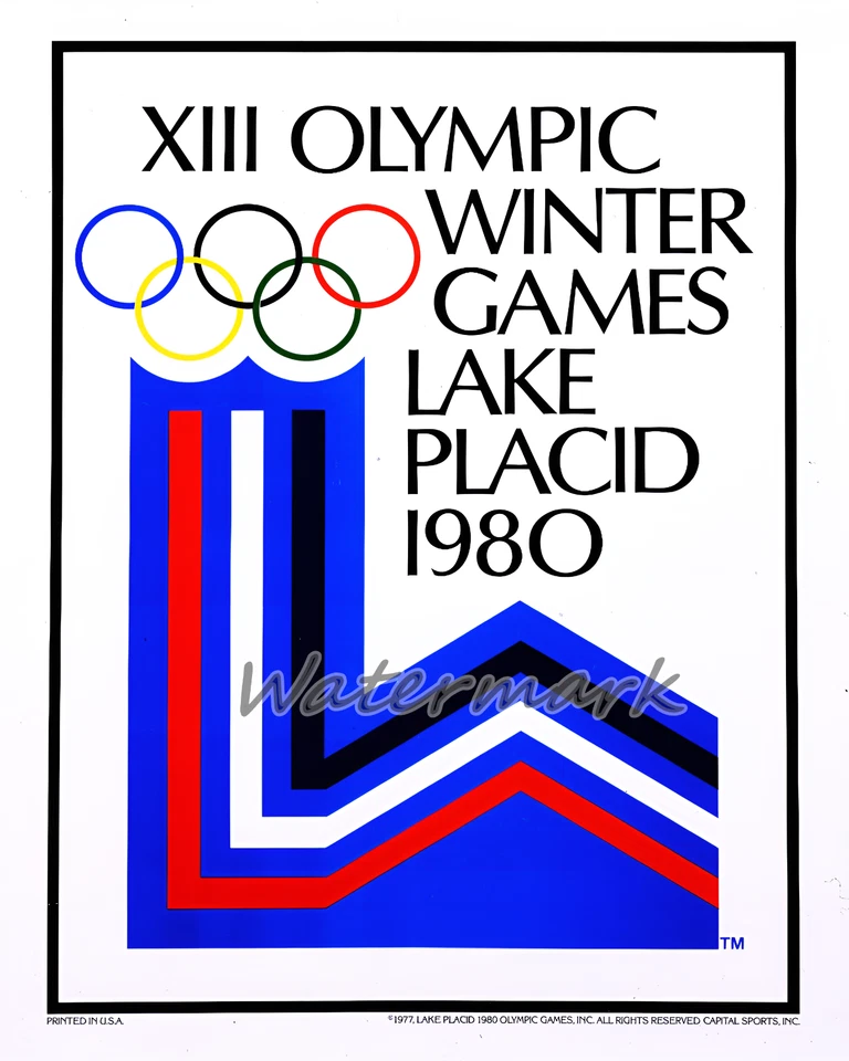 1980 Lake Placid New York Winter Olympics  Reprint Poster Color 8 X 10 Photo Pic - Image 1 of 1