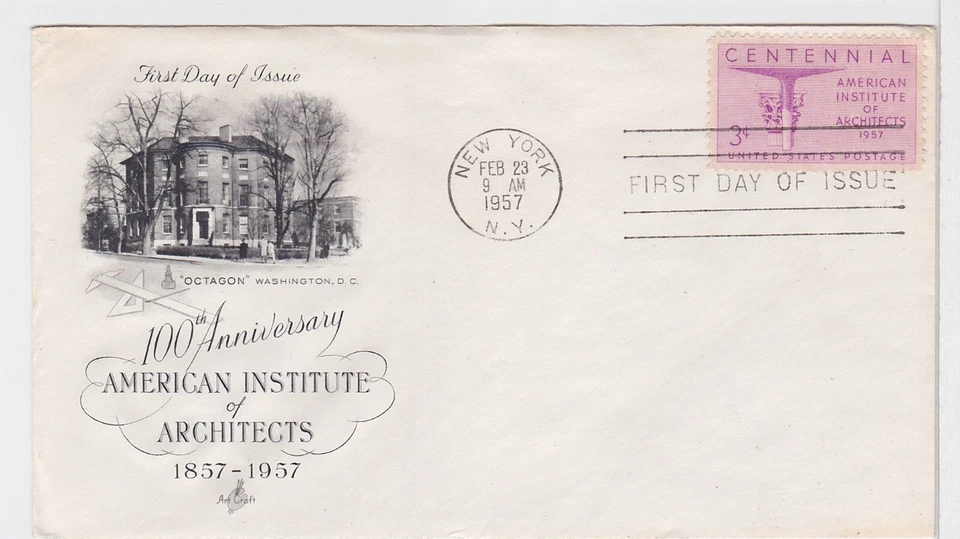 TurtlesTradingPost - American Institute of  Architects #1089- 1957 Artcraft FDC  - Image 1 of 1
