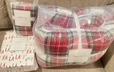 Juego de sábanas Pottery Barn Teen Morgan Plaid Sherpa Twin Edredón Fa La, niños Foto 1 de 4