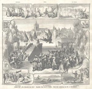 Szene "Der Schnieder von Ulm" Komische Oper v. G.Pressel Orig. Holzstich v. 1867 - Bild 1 von 1