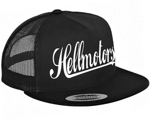 Hellmotors Flexfit Snapback Trucker Cap Oldschool Hotrod Kappe V8 Rockabilly - Picture 1 of 4
