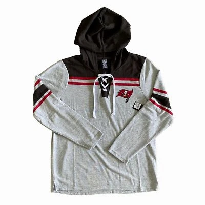 Tampa Bay Buccaneers Sweater Lace Up Hooded Womens XL Gray NFL Football - Image 1 of 4
