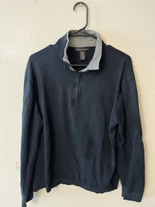 Suéter Hombre BANANA REPUBLIC Negro 1/4 Cremallera Cuello Elástico Pima Algodón Grande - Imagen 1 de 5