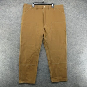VTG Carhartt Pants Mens 44x32 (Fits 42x32) Brown 62W Double Knee Canvas 80s USA - Picture 1 of 18