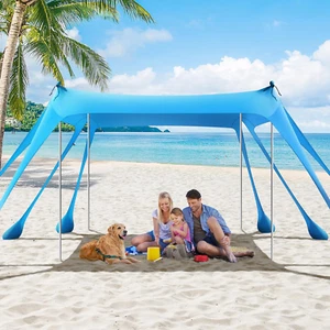 3X3M Tenda Da Spiaggia Ultra Stabile Portatile, Protezione UV UPF50+ Tenda Da Ma - Foto 1 di 12