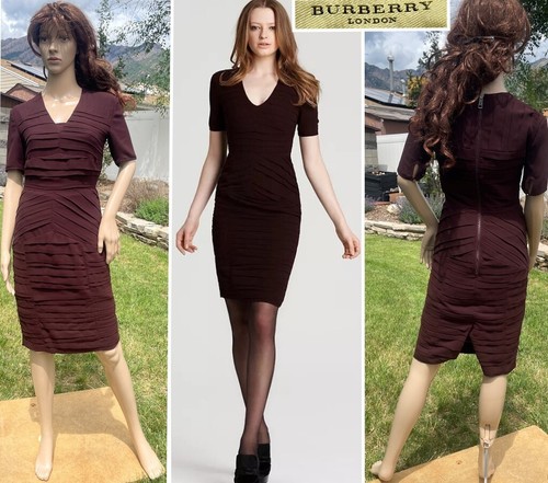 nuovo $1000 BURBERRY LONDON helina abito increspato matrimonio ospite festa cocktail piccolo