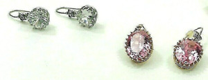 Juicy Couture Earring Sets Two Pairs Pierced Pink Stones Dangle Drop Jewelry