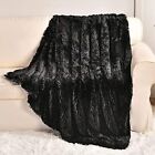 Black Faux Fur Throw Blanket2 Layers50 x 60 Soft Fuzzy Fluffy Plush