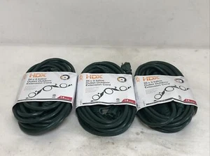 Lot Of (3) HDX Outdoor Extension Cord 25ft 14 Gauge 3 Inline Outlets Green - Picture 1 of 4