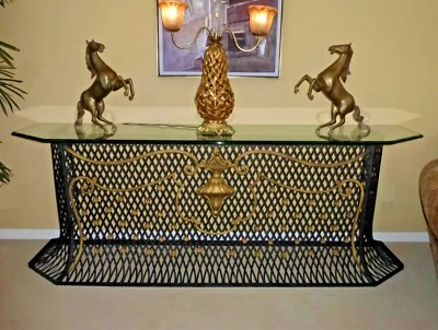 Consola de entrada de hierro hecha a mano de diseño vintage estilo español Foto 1 de 4