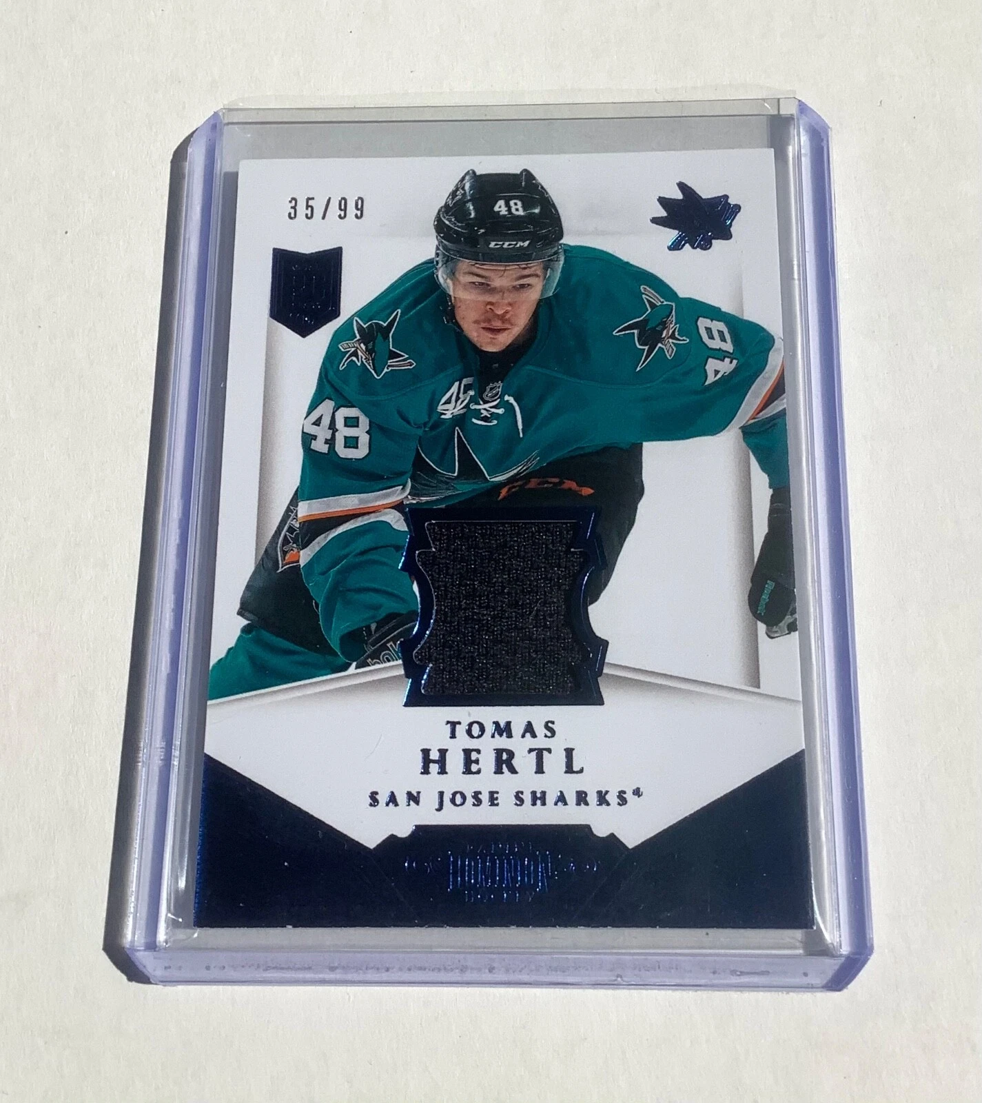 2013-14 Dominion Tomas Hertl RC Blue Foil Rookie Game Used Jersey Relic #35/99!