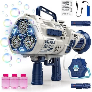 Babble Machine Gun 30 Holes Automatic Bubble Maker 3 Bottles Bubble rechargeable - Picture 1 of 7