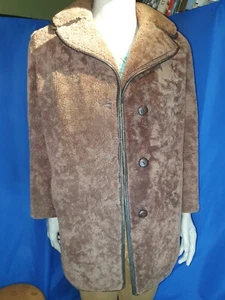 Beautiful Vintage HeaTona Leather Trim Shearling Coat / Jacket Chocolate Brown - Picture 1 of 9