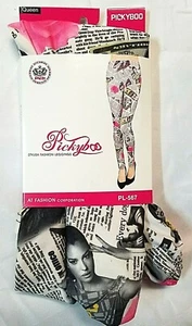 PICKYBOO MAGAZINE PRINT STYLISH FASHION LEGGINGS SIZE QUEEN 165-240LBS PL-567 - Picture 1 of 9