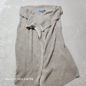 Simply Vera Vera Wang Ladies Size L/XL Open Front Waterfall Cardigan Vest Beige - Bild 1 von 10