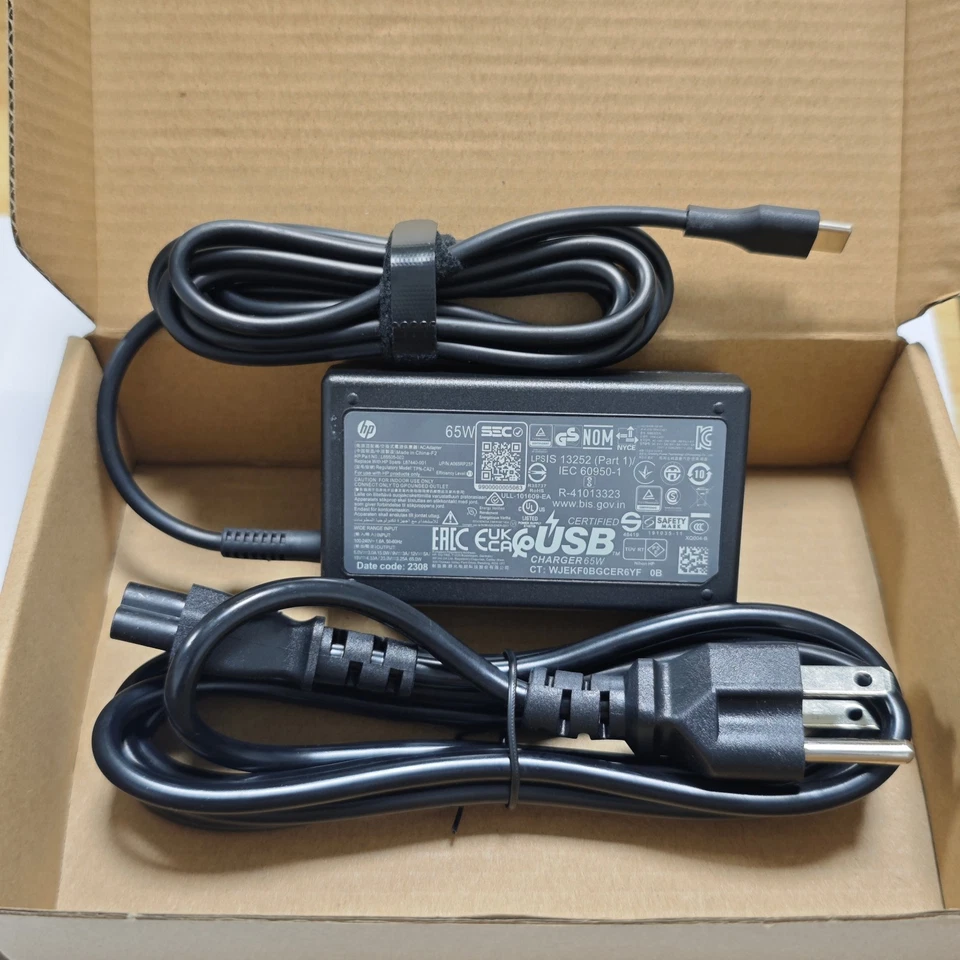 Cargador USB-C genuino 65W para HP TPN-DA20 TPN-LA23 TPN-HA01 TPN-CA21 L67440-001 Foto 1 de 4