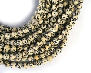 Natural Dalmatian Jasper Gemstone 10 MM Round Smooth Beads Strand 15.5" - Picture 1 of 3