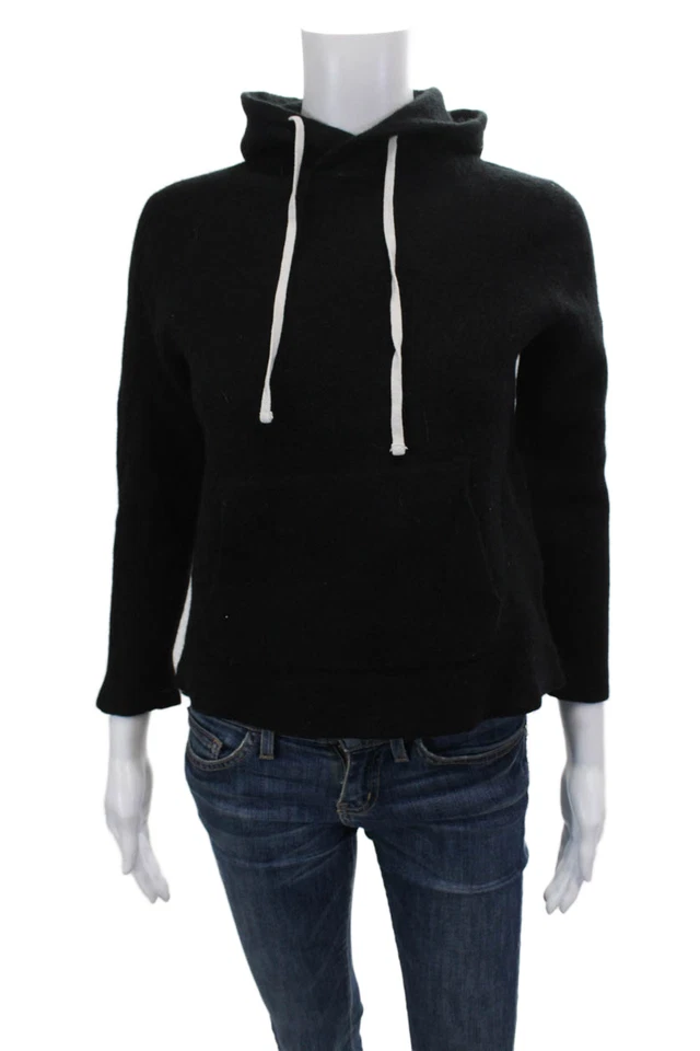 Sudadera con capucha Allsaints para mujer de algodón texturizado manga larga con cordón negra talla L Foto 1 de 4