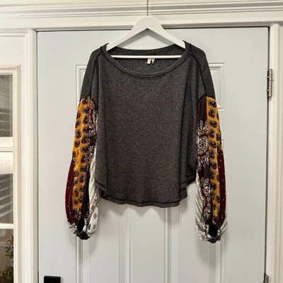 Top We the Free Blossom Mixed Media Manga Globo Gris Térmico Talla Pequeña Foto 1 de 4