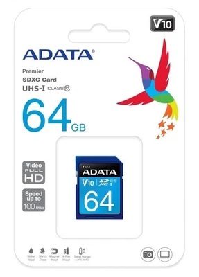 ADATA 64GB SDXC Card UHS-I Class 10 with Adapter Full HD Video Upto 100mbps - Image 1 of 4