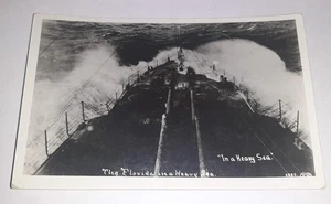 Die USS Florida in schwerer See RPPC Postkarte Schlachtschiff unbesendet - Bild 1 von 3