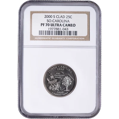 2000-S Clad South Carolina State Quarter ~ NGC PF70 ULTRA CAMEO - Image 1 of 2