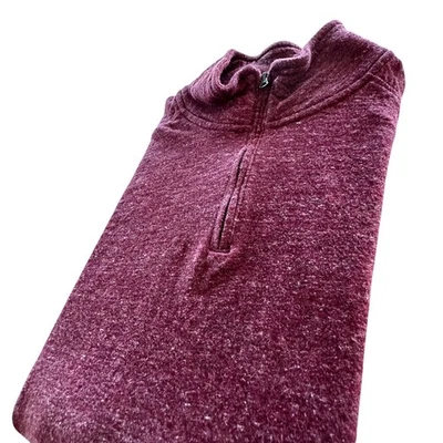 J. Crew Double Knit Half Zip Sweater Mens XL Burgundy Cotton Heathered LS - Image 1 of 4