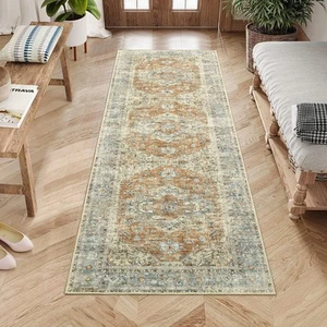 Washable Runner Rug 2x6 Vintage Rug Indoor Non Slip Floor Cover Oriental Meda... - Picture 1 of 7