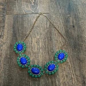 Collana girocollo Banana Republic verde blu dichiarazione floreale vintage classica - Foto 1 di 6