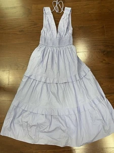 Abercrombie Fitch XS Petite Dress Blue Smocked Bodice Easy Tank Tiered Boho - Picture 1 of 5