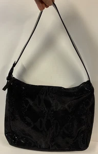 Borsa a tracolla Sabina New York nera vera pelle pelle di serpente anni 90 vintage - Foto 1 di 16
