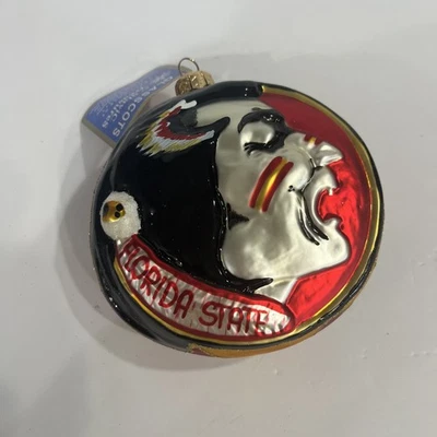 Florida State Seminoles Slavic Treasures Glasscot Blown Glass Ornament NWT! - Image 1 of 4