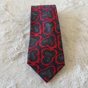 Corbata Turnbull & Asser Base Roja Azul Verde Paisley Seda 58/3,5 pulgadas Perfecto Estado - Imagen 1 de 7