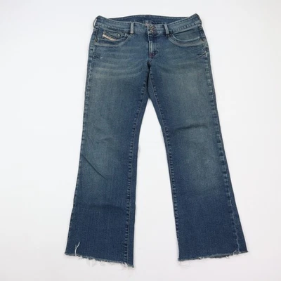 Diesel Jeans Womens 32 Bootcut Raw Hem Stretch Low Rise Blue Denim Italy Made - Image 1 of 4