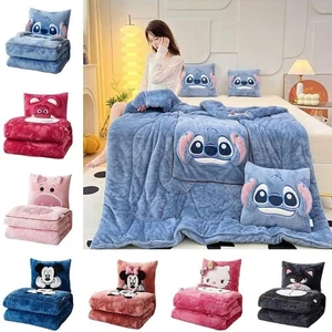 Warme Decke 2in1 Flanell Decken Kissen Stitch Weiche Schlafdecke Kuscheldecken💖 - Bild 1 von 18
